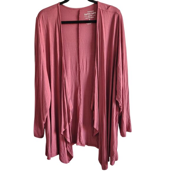 Torrid Plus Size 4X 26 Super Soft Knit Mauve Open Front Long Sleeve Cardigan - Picture 1 of 7